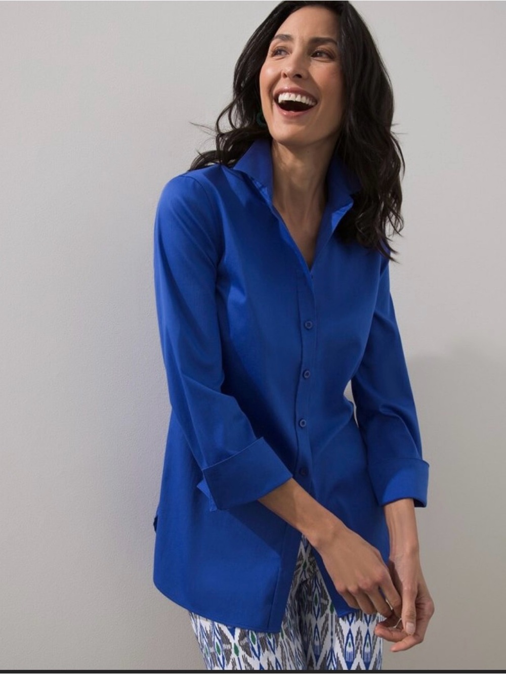 Chico's Cobalt Blue Button-Front Shirt size 3 women